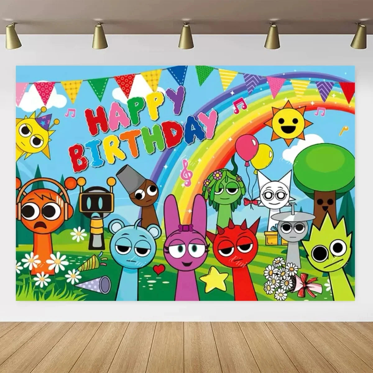Sprunki Birthday Party Decorations Incredibox Set Game Tableware Tablecloth Plate Cup Balloon Cake Topper for Boys Girl Supplies