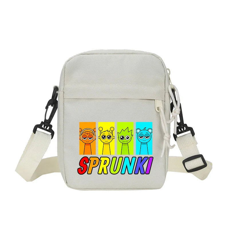 Sprunki Shoulder Bag White Small Teenager Girl Adult Crossbody Bags Cute Square Tote Student Street Harajuku Messenger Pack Gift