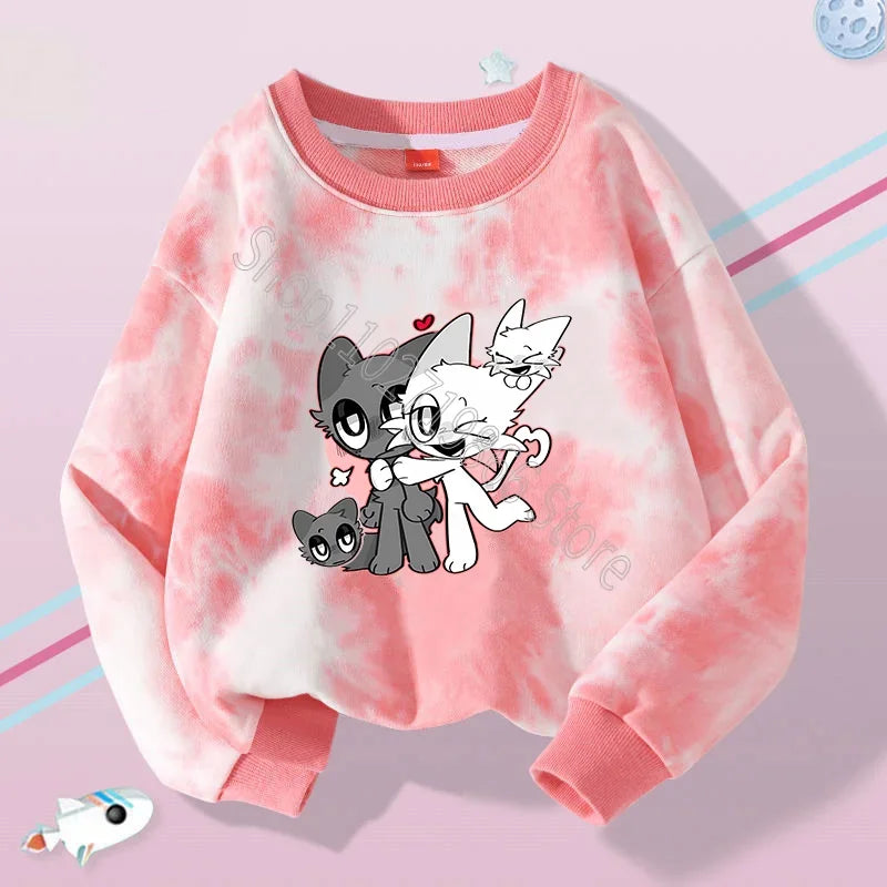 Sprunki Boys Girls Sweatshirts Incredibox Kids Spring Thin Clothes Fashion Cute Streetwear Cartoon Game Print Tops Birthday Gift