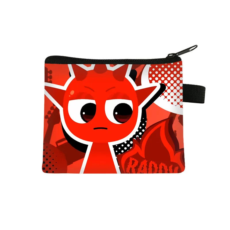 Sprunki Kawaii Coin Purse Children Anime Cartoon Printing Cute Wallet Boys Girls Key Card Storage Mini Pouch Portable Clutch Bag