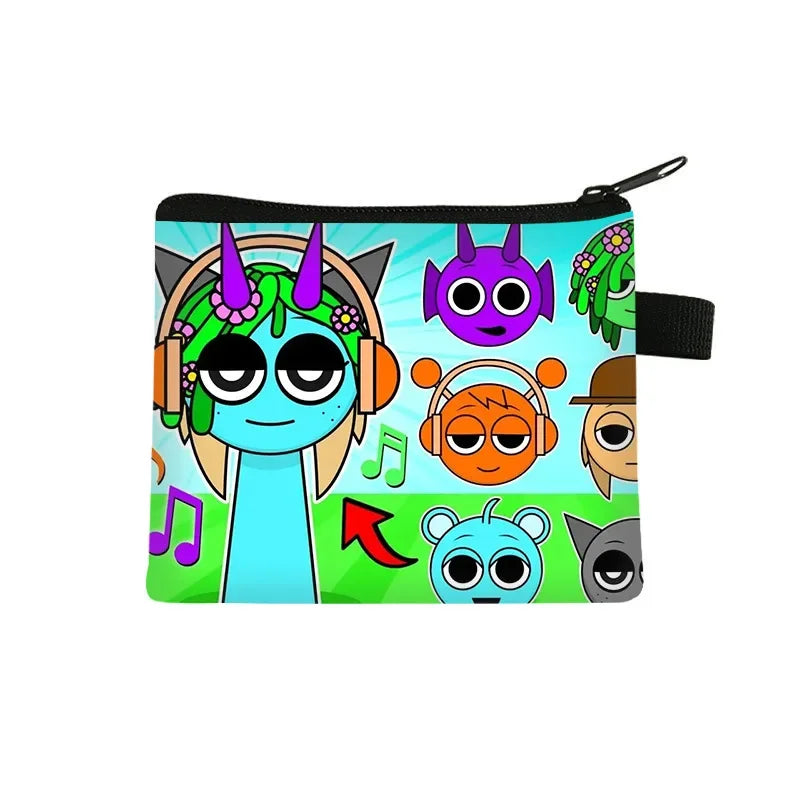 Sprunki Kawaii Coin Purse Children Anime Cartoon Printing Cute Wallet Boys Girls Key Card Storage Mini Pouch Portable Clutch Bag