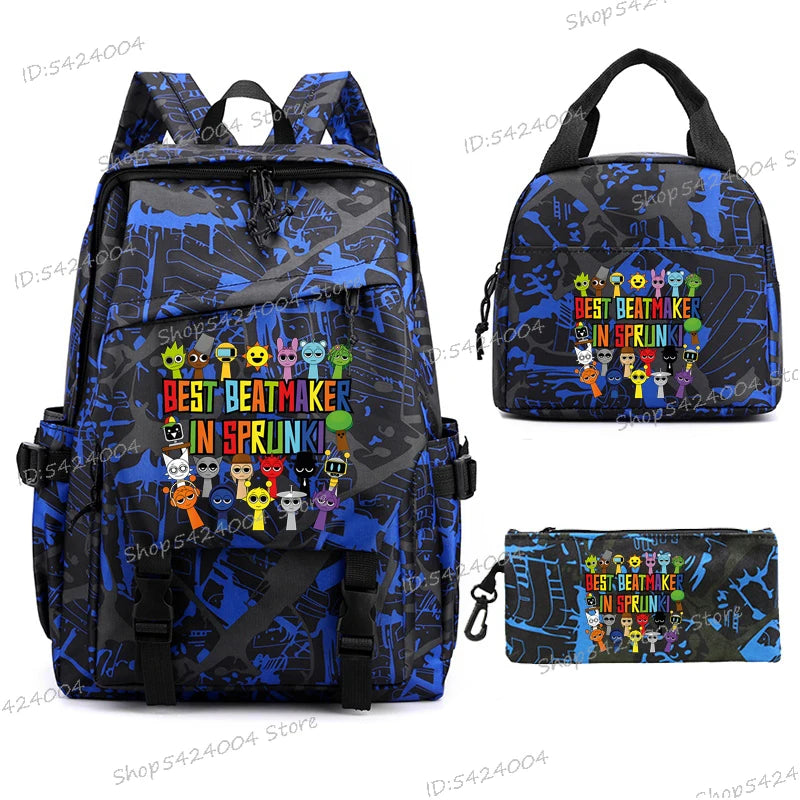 3pcs Sprunki Backpack, Pencil Case, Shoulder Bag, Sprunki School Bag, Fashion Casual Outdoor Daypack, Sprunki kawaii backpack