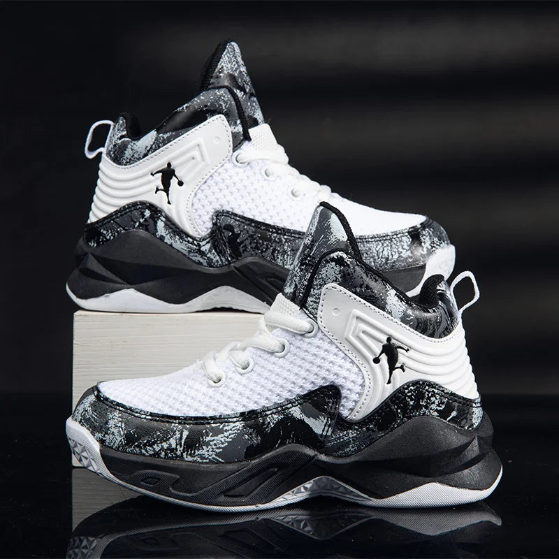 HKDQ High Top Basketball Shoes For Boys Size 31-40 Children's Sneakers Breathable Non Slip Thick Sole Classic Sports Shoes Kids