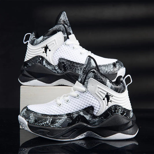 HKDQ High Top Basketball Shoes For Boys Size 31-40 Children's Sneakers Breathable Non Slip Thick Sole Classic Sports Shoes Kids