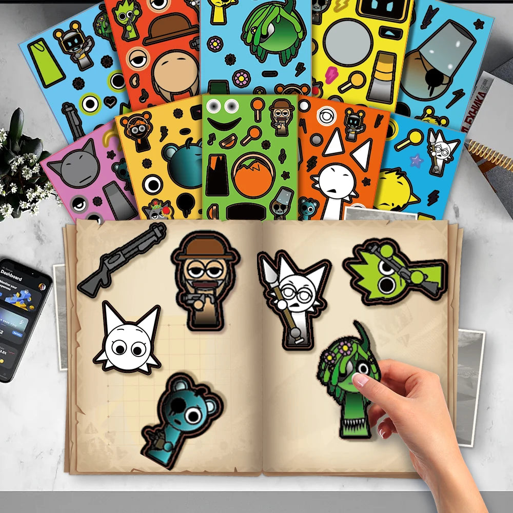 10/22/32PCS Sprunki Stickers Make-a-face Stickers Make Your Own Sprunki Sticker for Class Reward, Book Decoration Kid Gift