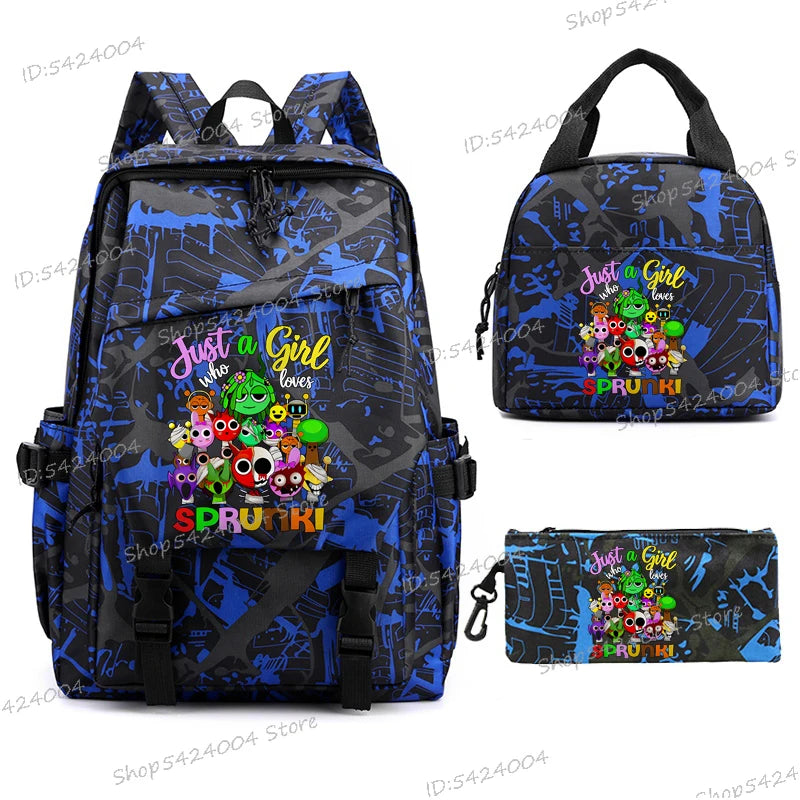 3pcs Sprunki Backpack, Pencil Case, Shoulder Bag, Sprunki School Bag, Fashion Casual Outdoor Daypack, Sprunki kawaii backpack