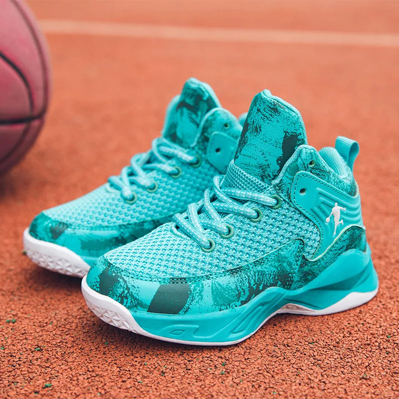 HKDQ High Top Basketball Shoes For Boys Size 31-40 Children's Sneakers Breathable Non Slip Thick Sole Classic Sports Shoes Kids
