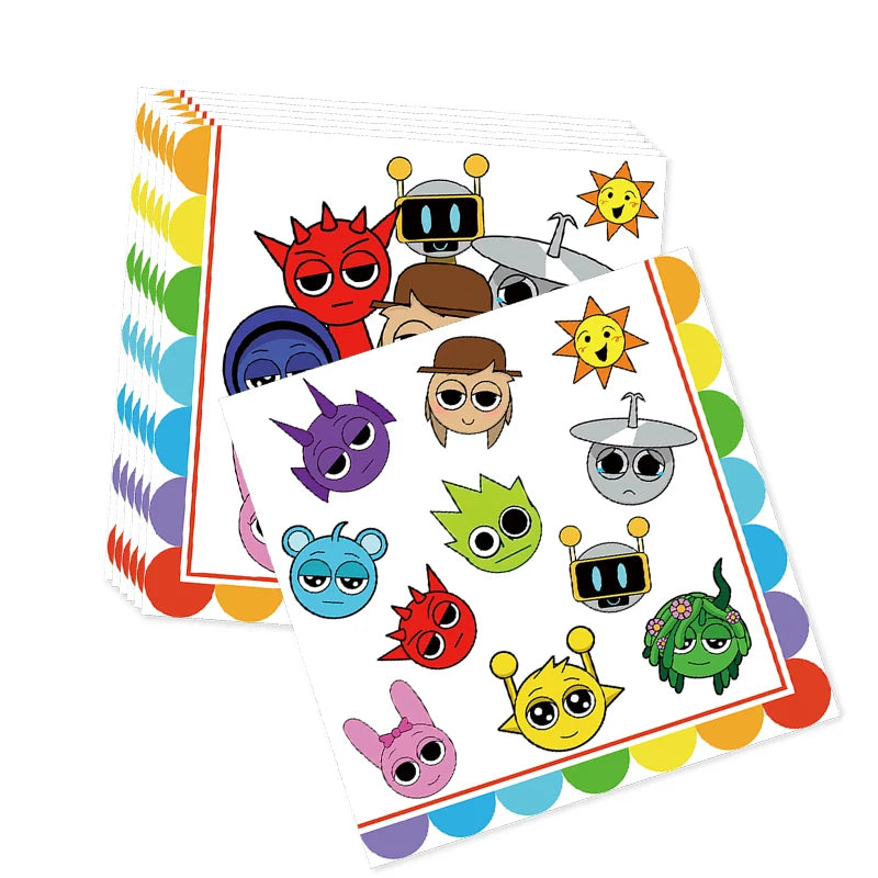Sprunki Birthday Party Decorations Incredibox Set Game Tableware Tablecloth Plate Cup Balloon Cake Topper for Boys Girl Supplies