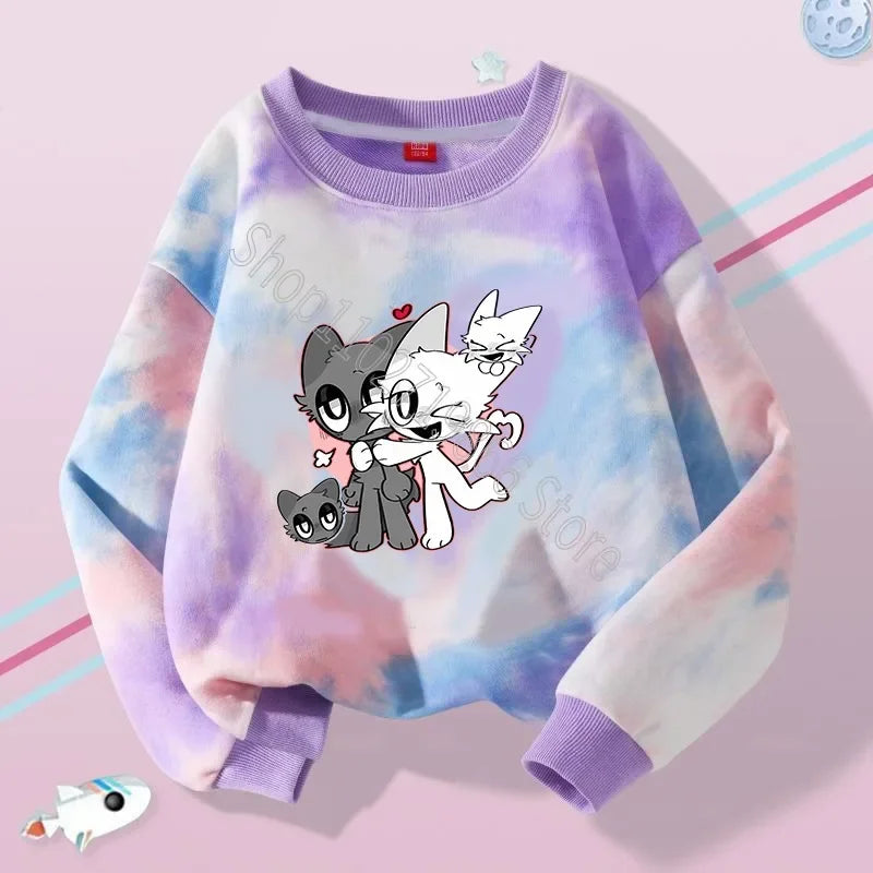 Sprunki Boys Girls Sweatshirts Incredibox Kids Spring Thin Clothes Fashion Cute Streetwear Cartoon Game Print Tops Birthday Gift