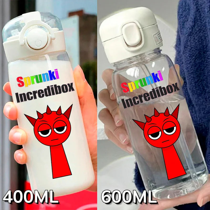 Sprunki Incredibox Cartoon 400ML/600ML Game Drinking Water Cup Childrens Transparent with Straw Bottle Large capacity Gifts