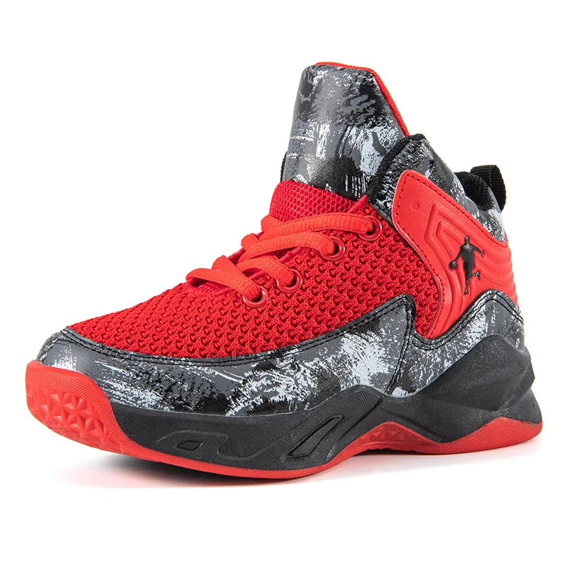 HKDQ High Top Basketball Shoes For Boys Size 31-40 Children's Sneakers Breathable Non Slip Thick Sole Classic Sports Shoes Kids