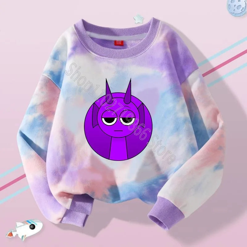 Sprunki Boys Girls Sweatshirts Incredibox Kids Spring Thin Clothes Fashion Cute Streetwear Cartoon Game Print Tops Birthday Gift