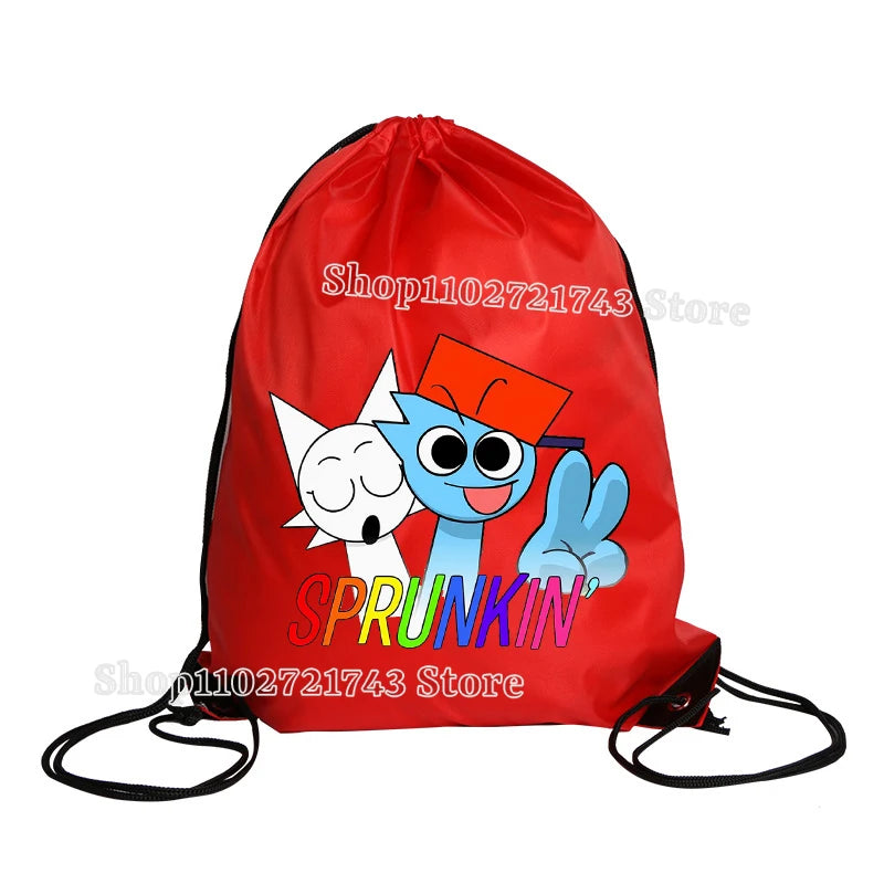 Sprunki Drawstring Backpacks for Men Women Cartoon Anime Fashion Sports Fitness Yoga Portable Pouch Students Draw String Bags