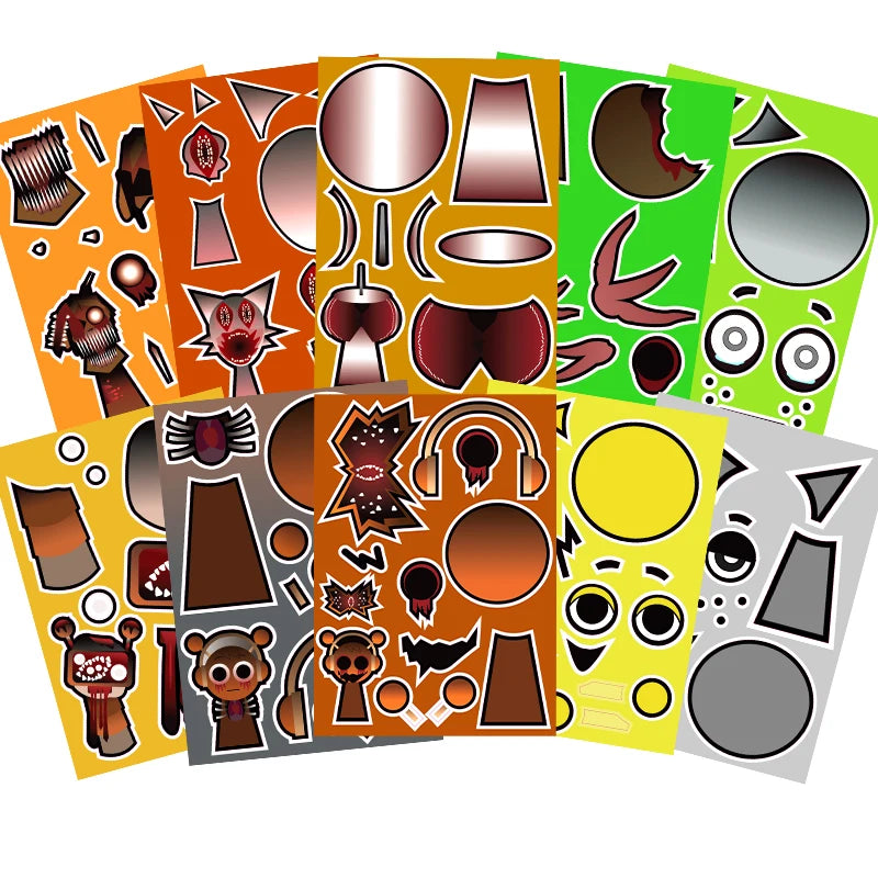 10/22/32PCS Sprunki Stickers Make-a-face Stickers Make Your Own Sprunki Sticker for Class Reward, Book Decoration Kid Gift