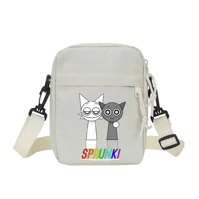 Sprunki Shoulder Bag White Small Teenager Girl Adult Crossbody Bags Cute Square Tote Student Street Harajuku Messenger Pack Gift