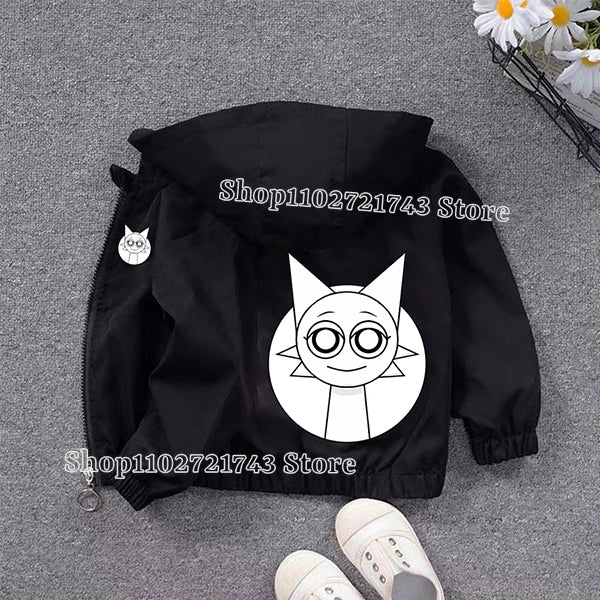 Sprunki PU Waterproof Jackets for Children Cartoon Anime Fashion Coats Boys Girls Autumn Winter Warm Windbreak Coat Kids Clothes