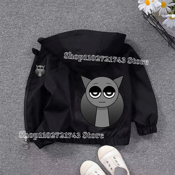 Sprunki PU Waterproof Jackets for Children Cartoon Anime Fashion Coats Boys Girls Autumn Winter Warm Windbreak Coat Kids Clothes