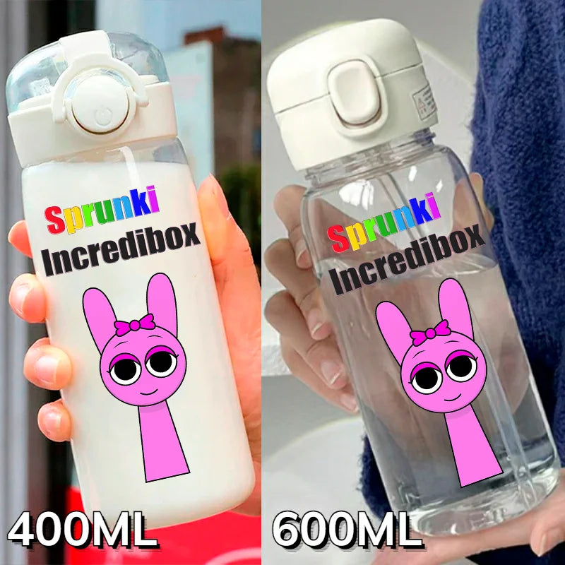 Sprunki Incredibox Cartoon 400ML/600ML Game Drinking Water Cup Childrens Transparent with Straw Bottle Large capacity Gifts