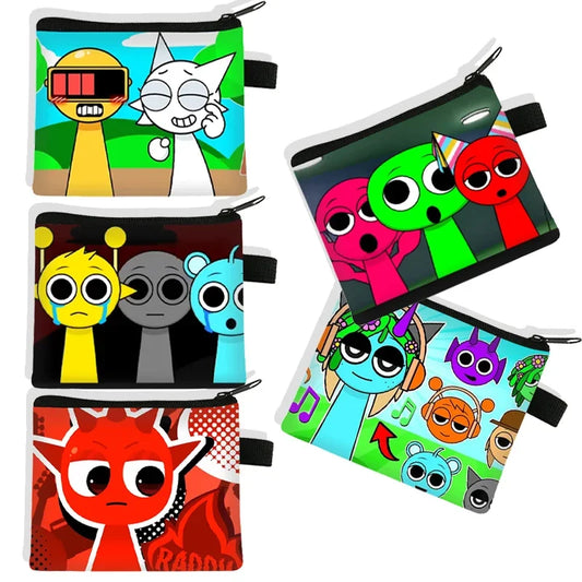 Sprunki Kawaii Coin Purse Children Anime Cartoon Printing Cute Wallet Boys Girls Key Card Storage Mini Pouch Portable Clutch Bag