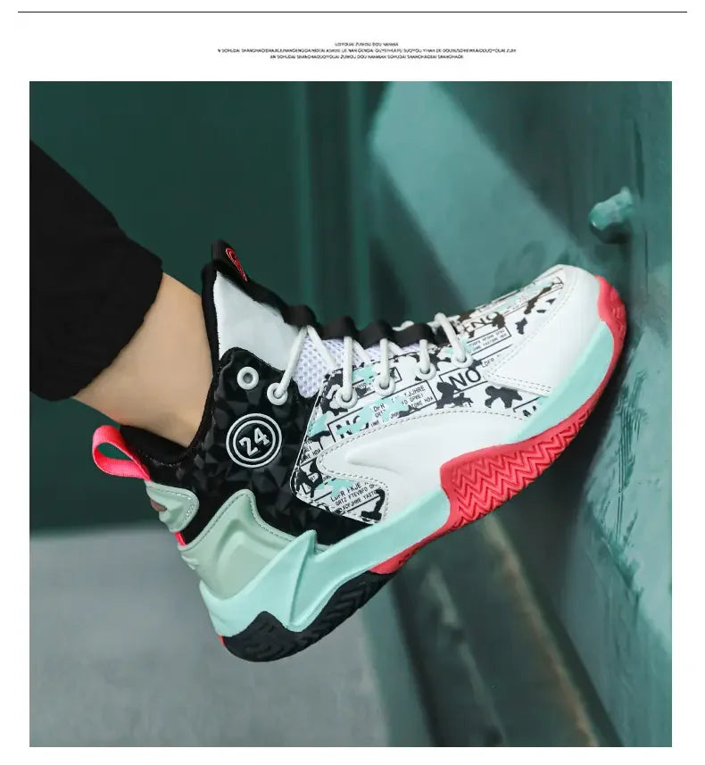 Kids Basketball Shoes Youth High Top Sneakers Boys Girls Lightweight Breathable,Ankle Support Non Slip Toddler Shock Absorption