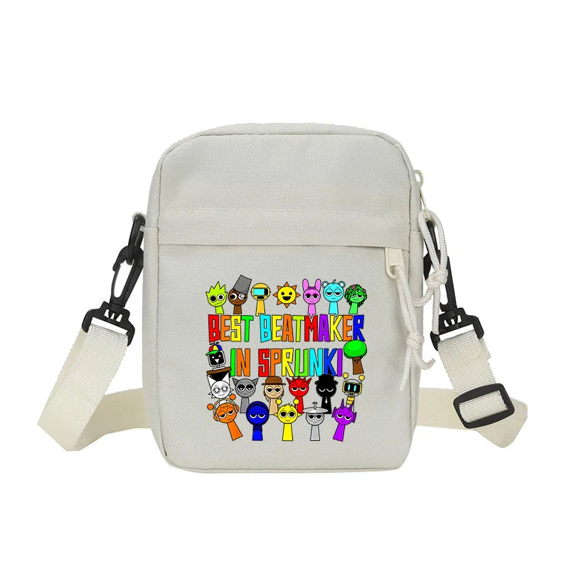 Sprunki Shoulder Bag White Small Teenager Girl Adult Crossbody Bags Cute Square Tote Student Street Harajuku Messenger Pack Gift
