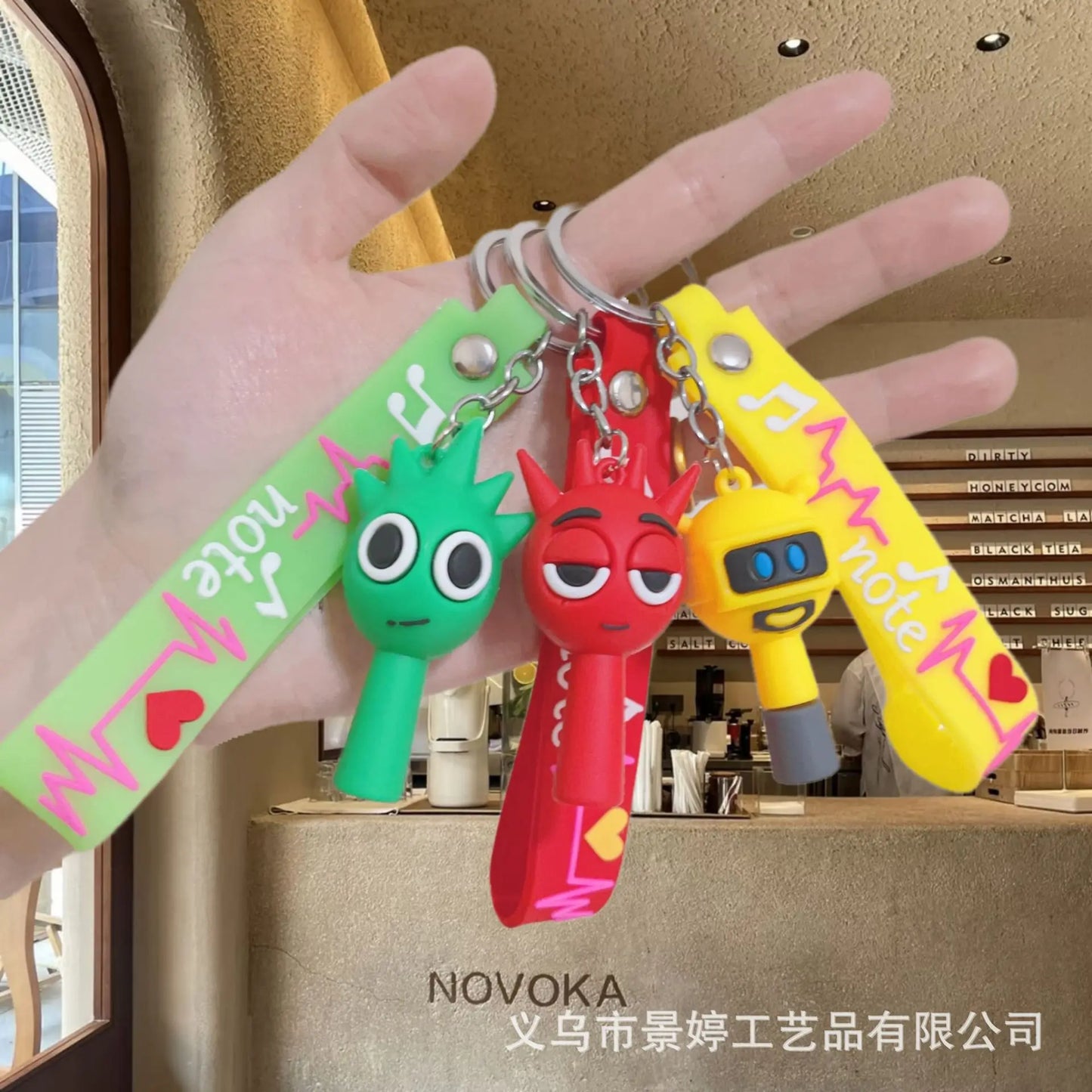 Cartoon Sprunki Keychains for Kids Backpack Keyrings PVC Key Chains Men Women Car Pendants Rings Game Charms Accessories Gift