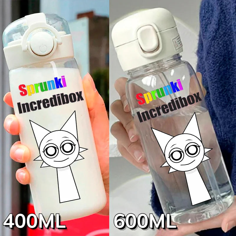 Sprunki Incredibox Cartoon 400ML/600ML Game Drinking Water Cup Childrens Transparent with Straw Bottle Large capacity Gifts
