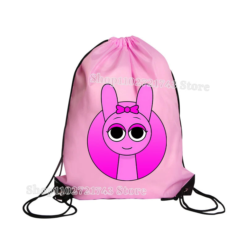 Sprunki Drawstring Backpacks for Men Women Cartoon Anime Fashion Sports Fitness Yoga Portable Pouch Students Draw String Bags