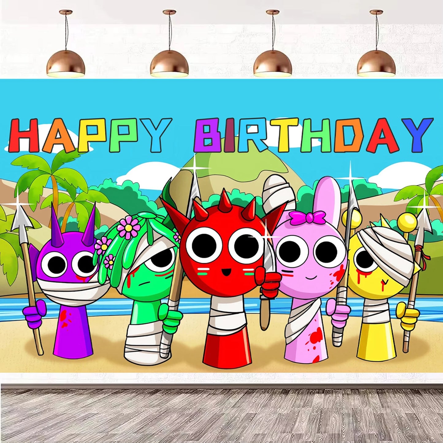 Sprunki Birthday Party Decorations Incredibox Set Game Tableware Tablecloth Plate Cup Balloon Cake Topper for Boys Girl Supplies