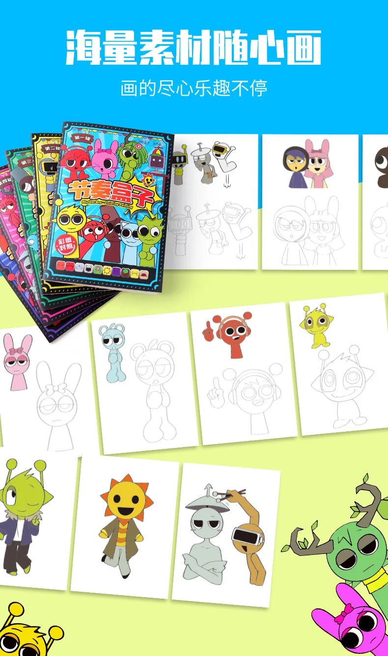 Sprunki Cartoon Sketch Copy Drawing Beginner Study Zero Foundation Sketching Album Kids Pen Control Training Book Boys Girl Gift