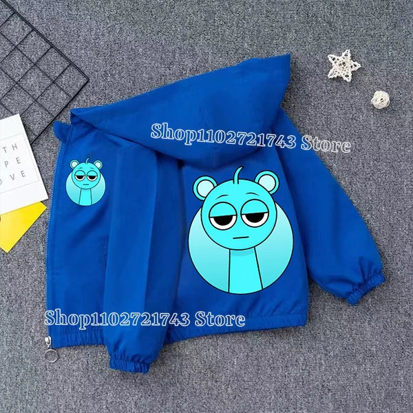 Sprunki PU Waterproof Jackets for Children Cartoon Anime Fashion Coats Boys Girls Autumn Winter Warm Windbreak Coat Kids Clothes