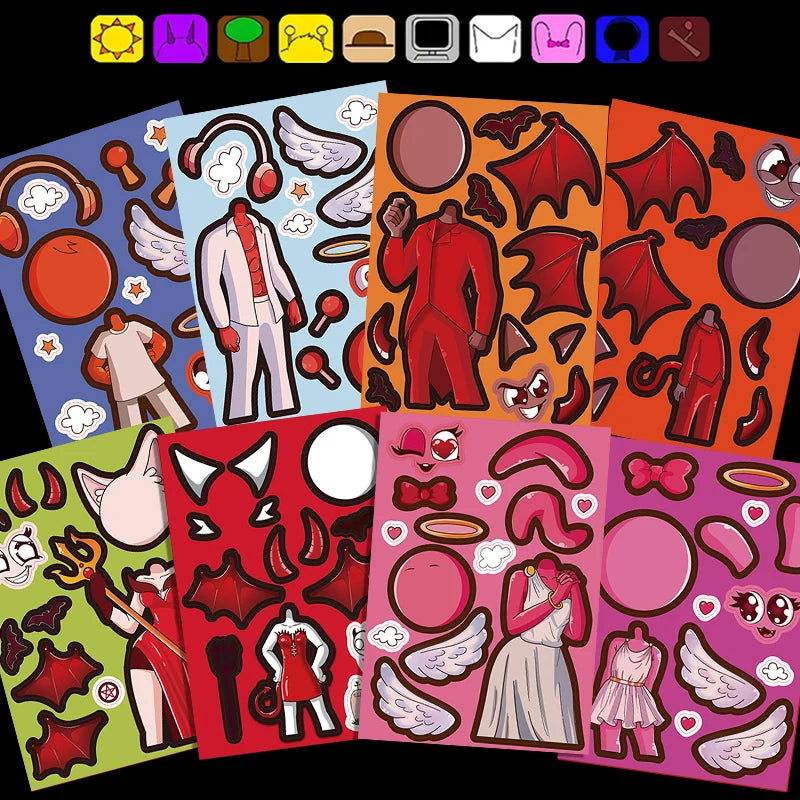 10/22/32PCS Sprunki Stickers Make-a-face Stickers Make Your Own Sprunki Sticker for Class Reward, Book Decoration Kid Gift