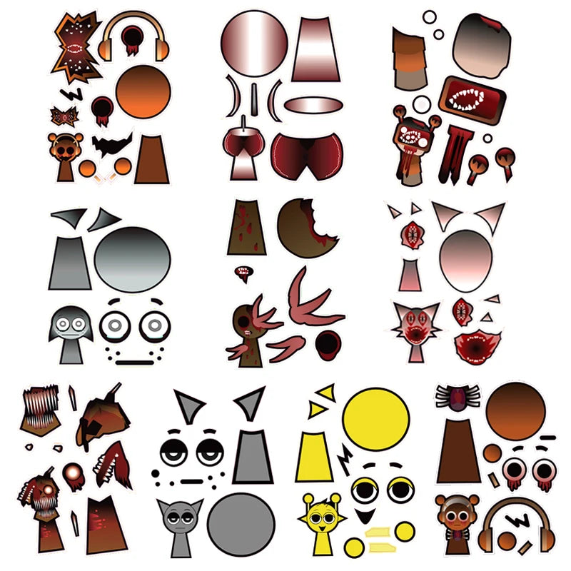 10/22/32PCS Sprunki Stickers Make-a-face Stickers Make Your Own Sprunki Sticker for Class Reward, Book Decoration Kid Gift