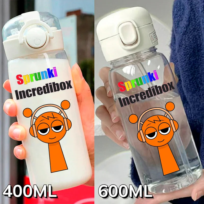Sprunki Incredibox Cartoon 400ML/600ML Game Drinking Water Cup Childrens Transparent with Straw Bottle Large capacity Gifts