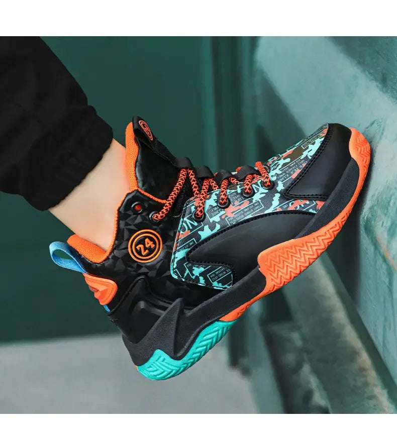 Kids Basketball Shoes Youth High Top Sneakers Boys Girls Lightweight Breathable,Ankle Support Non Slip Toddler Shock Absorption