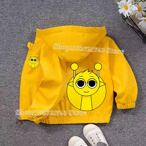 Sprunki PU Waterproof Jackets for Children Cartoon Anime Fashion Coats Boys Girls Autumn Winter Warm Windbreak Coat Kids Clothes