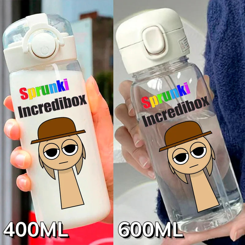 Sprunki Incredibox Cartoon 400ML/600ML Game Drinking Water Cup Childrens Transparent with Straw Bottle Large capacity Gifts