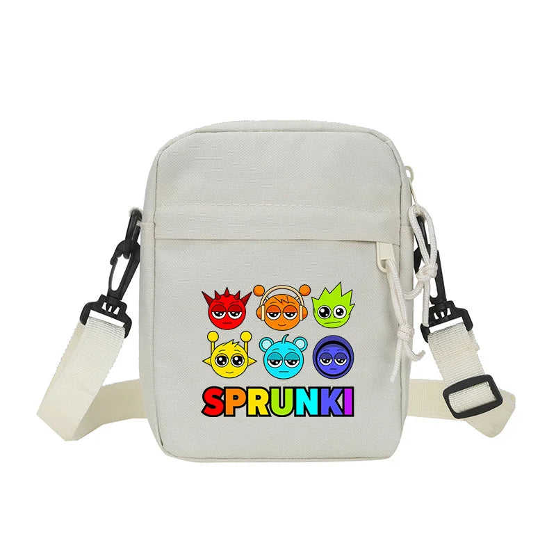 Sprunki Shoulder Bag White Small Teenager Girl Adult Crossbody Bags Cute Square Tote Student Street Harajuku Messenger Pack Gift