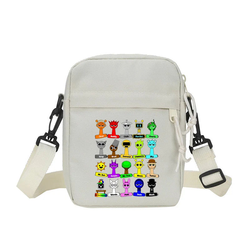 Sprunki Shoulder Bag White Small Teenager Girl Adult Crossbody Bags Cute Square Tote Student Street Harajuku Messenger Pack Gift