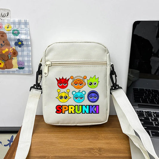 Sprunki Shoulder Bag White Small Teenager Girl Adult Crossbody Bags Cute Square Tote Student Street Harajuku Messenger Pack Gift