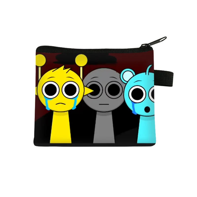 Sprunki Kawaii Coin Purse Children Anime Cartoon Printing Cute Wallet Boys Girls Key Card Storage Mini Pouch Portable Clutch Bag