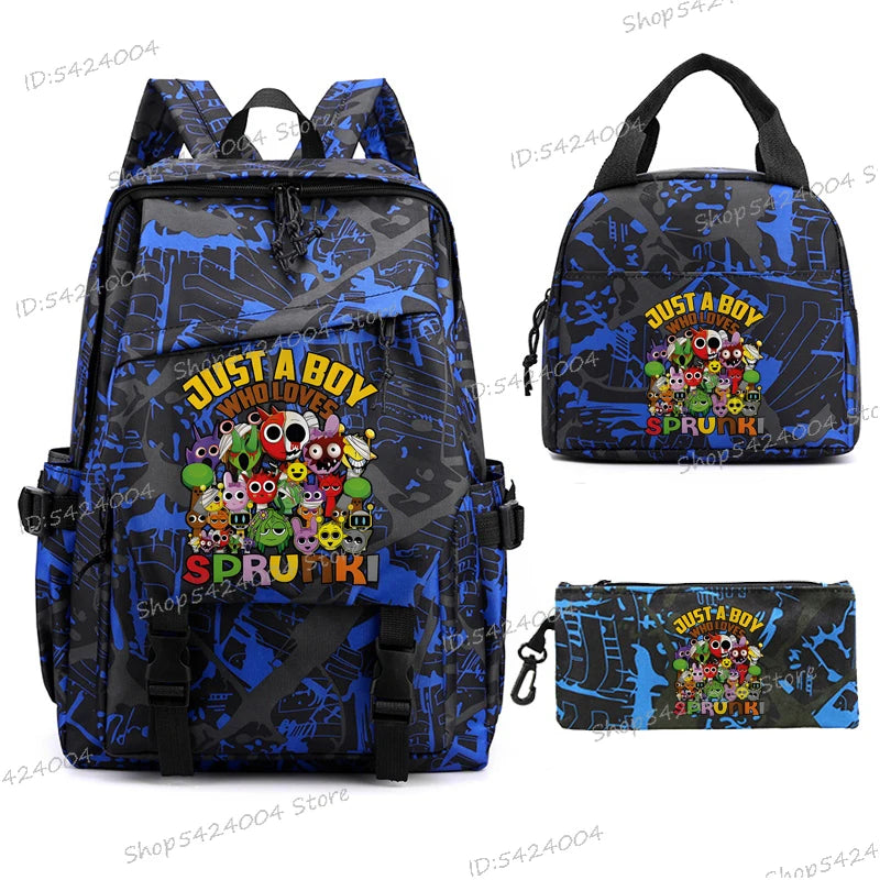 3pcs Sprunki Backpack, Pencil Case, Shoulder Bag, Sprunki School Bag, Fashion Casual Outdoor Daypack, Sprunki kawaii backpack