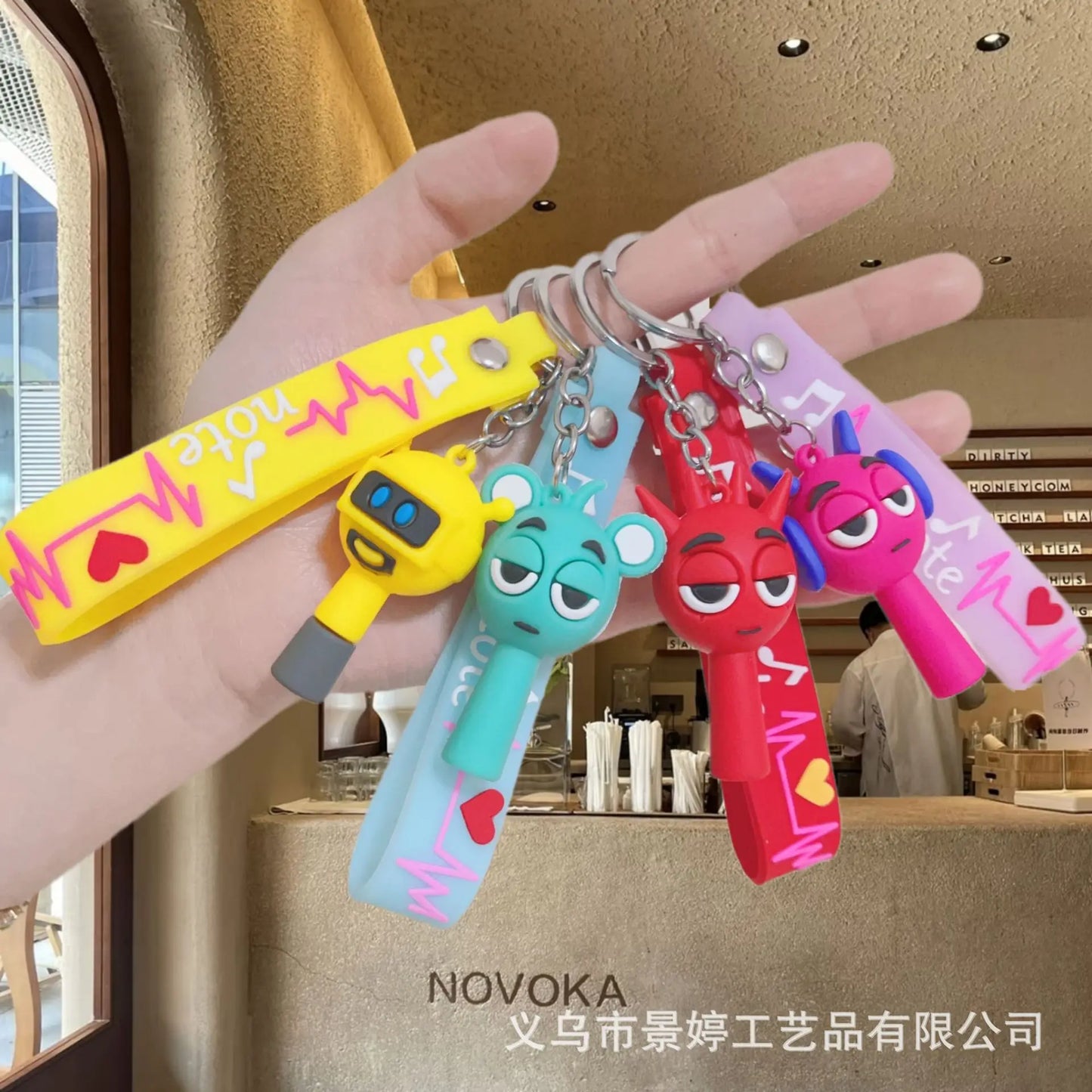 Cartoon Sprunki Keychains for Kids Backpack Keyrings PVC Key Chains Men Women Car Pendants Rings Game Charms Accessories Gift