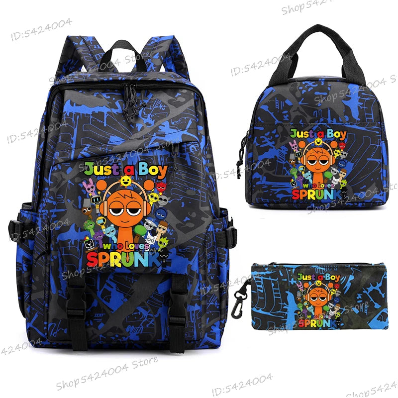 3pcs Sprunki Backpack, Pencil Case, Shoulder Bag, Sprunki School Bag, Fashion Casual Outdoor Daypack, Sprunki kawaii backpack